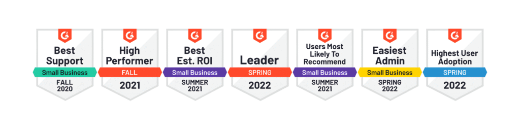 G2 badges showing Frase.io as a top-rated AI SEO tool from 2020 to 2022 – Frase.io review