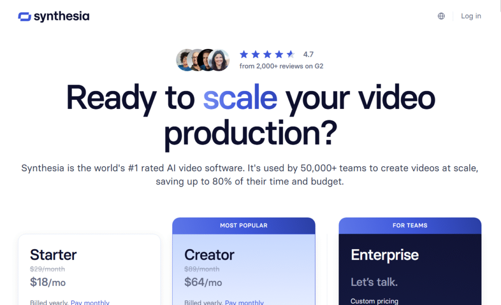 Synthesia AI pricing  plans - Synthesia AI review